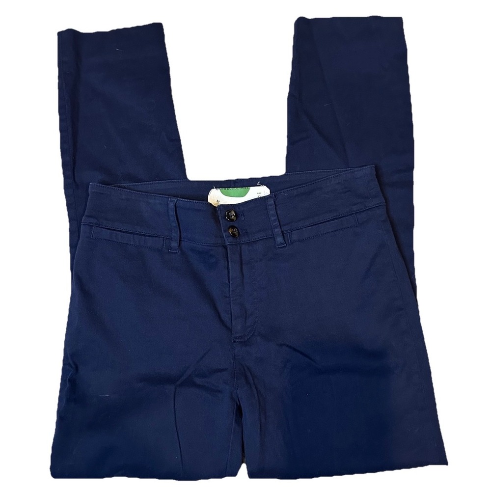 Anthropologie Navy Blue Chino Pants‎ Slim Straight Leg Double Button Trousers